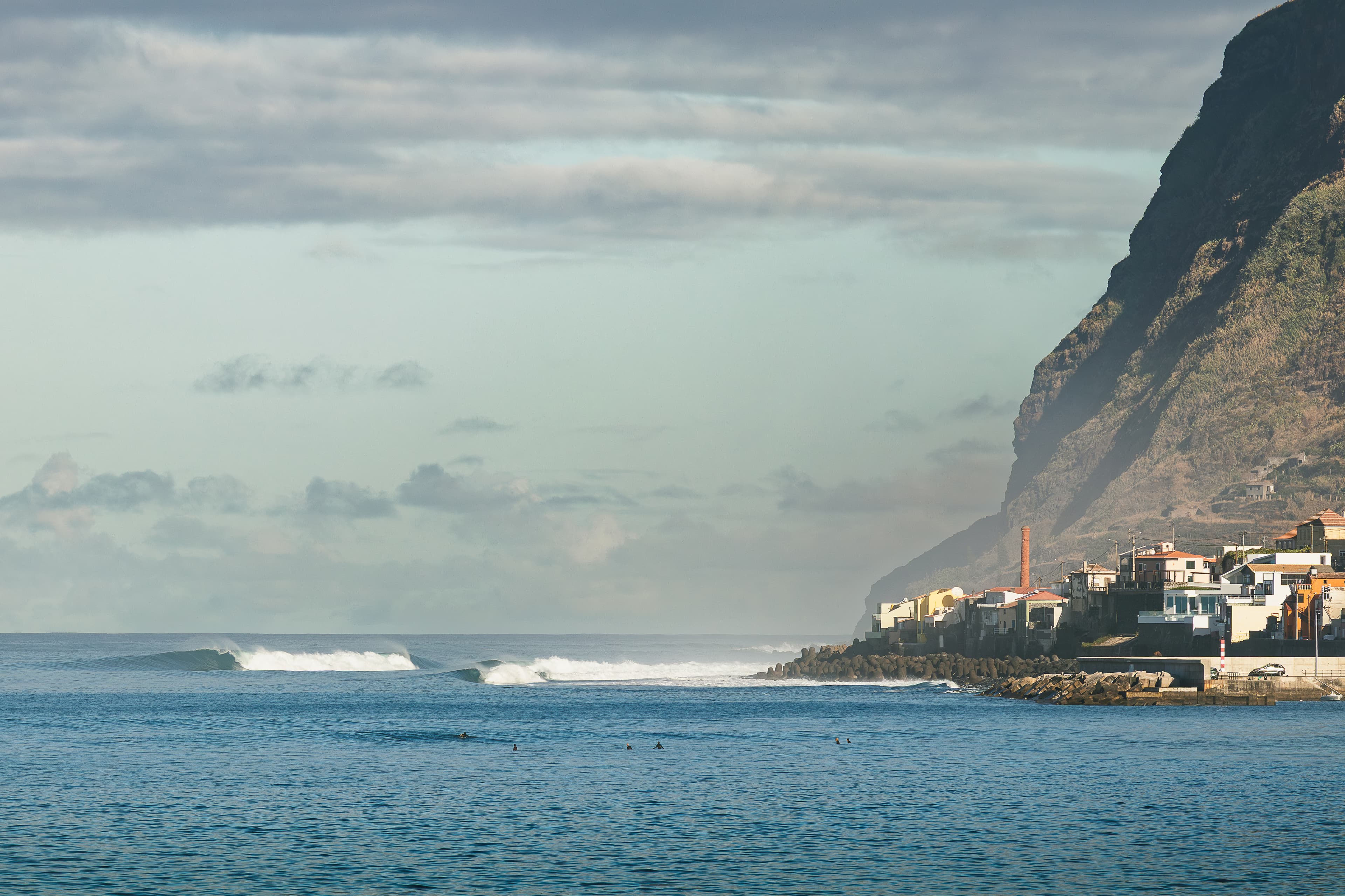 Rugged cliffs rising above Paul do Mar, Madeira